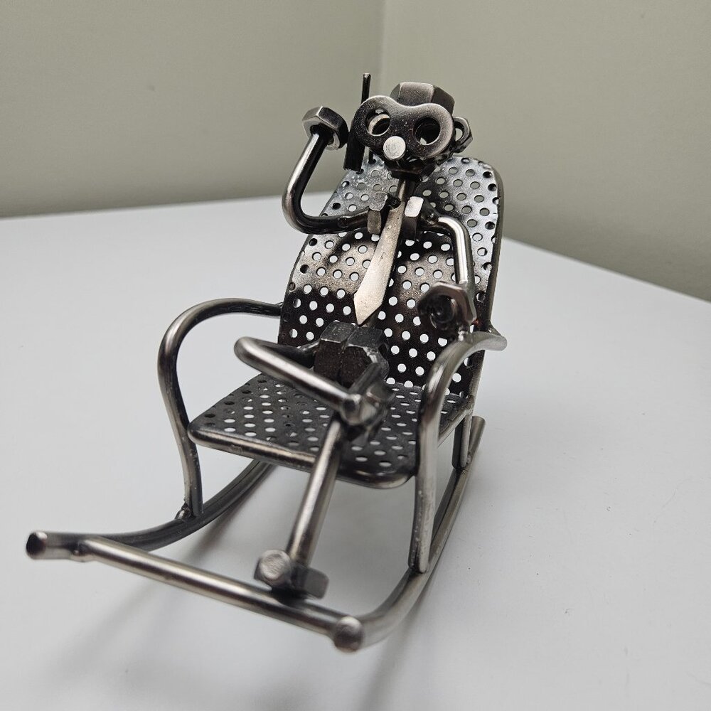 Welded Metal Art‎ Industrial Rocking Chair Dad Father's Day Sculpture Bolts